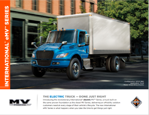 Go to internationaltrucks.com (NAV21-INT-eMV-SpecSheet-Final subpage)